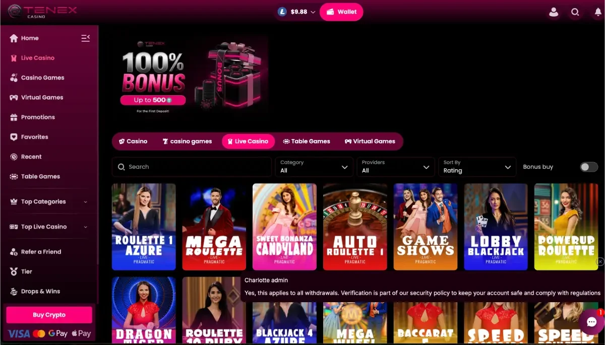 Tenex Casino Übersicht